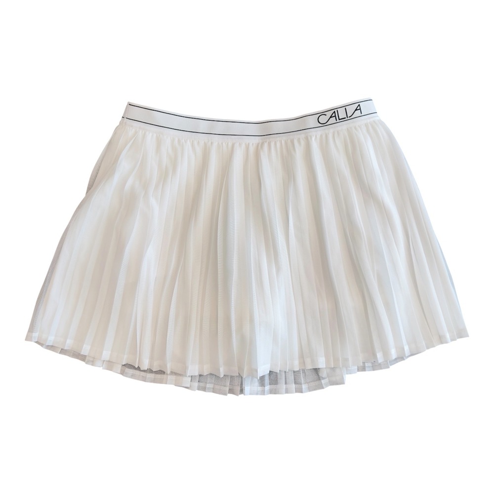 Calia Womens Pleated Mesh Skort Pure White High-Rise Tennis Court WAX15225W L